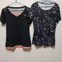 PUMA 半袖Tシャツ 2点セット ブラック/オレンジ