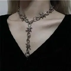 有刺鉄線 リンクチェーンネックレス y2k GEOMETRIC 棘棘 ワイヤー