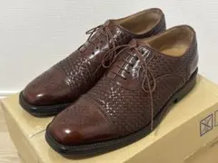 美品Santoni イタリア製 編込み バーガンディ 紳士高級革靴 7のサムネイル
