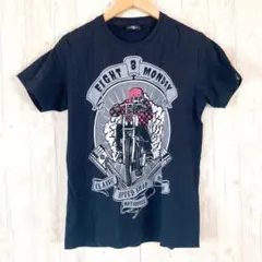 ブラックスカルバイクTシャツ　メンズ　黒