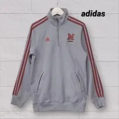 adidas アディダス ハーフジップ　ジャージ メンズ XS グレー レッド