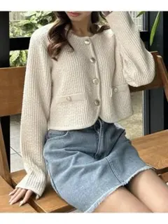 INGNI 7G金釦ツイード調ニット イング　M アイボリー