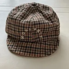 チェック柄 ベビー帽子 ロゴ刺繍付き