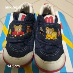 MIKIHOUSE　デニムクマ刺繍ベビーシューズ14.5cm