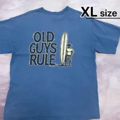 USA古着　Tシャツ　XL　ブルー　青　プリント　ロゴ　サーフィン　クルーネック