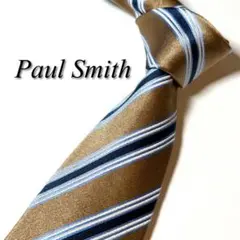 【美品】 PaulSmith ポールスミス ストライプ柄 イエロー系 ネクタイ