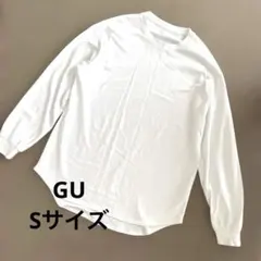 GU ドライラウンドヘムビッグT 長袖　ホワイト Sユニセックス　レイヤードのサムネイル