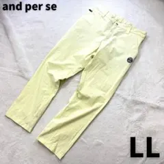 and per se ワッペン刺繍ロゴ ウエストゴム ストレッチゴルフパンツLL