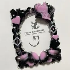 【王冠天使　ブラックピンク】B8 トレカケース　ホイップ　デコ　硬質ケース
