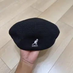 KANGOL ベレー帽 ブラック 刺繍ロゴ