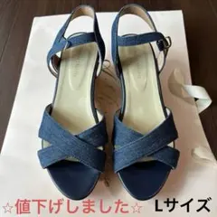 【夏物処分！！】　デニムクロスストラップサンダル　Lサイズ　デニムサンダル