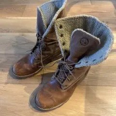 Timberland ファー付きブラウンレザーブーツ