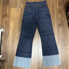 グレイルGRLダークブルーフレアデニムパンツ