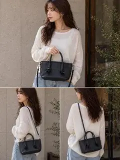 ニコアンド niko and... バッグ ショルダー ハンド 2WAY黒ノット