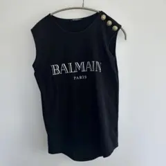 新品タグ付☆BALMAIN☆転写プリントタンクトップ ブルー系 サイズ36