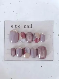 No.596 ベリーショート　ネイルチップ　パープル　マグネット　キラキラ　春