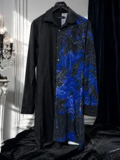 CIVARIZE シヴァーライズ バイカラープリント ロングシャツ 44 黒 青のサムネイル
