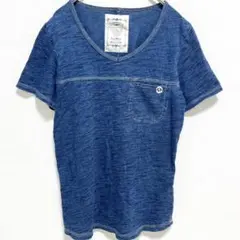 アトリエシックス　Tシャツ　デニム　ブルー 綿100％　ワンポイント　シンプルのサムネイル