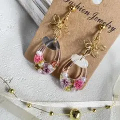 押し花 フープイヤリング ハンドメイド