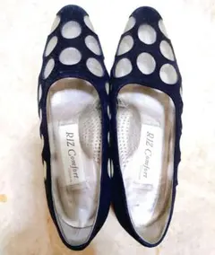 【値下げ】RIZ Comfort ブラック ドットパンプス　ローヒール　23.5