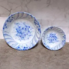 ★未使用★青い花模様の陶器、大皿5枚小皿5枚セット