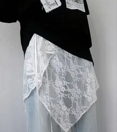 レース巻きスカート ホワイト ブラック2枚セット