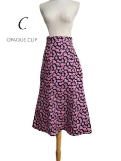 C オペークドットクリップ　花柄　総柄　ジャガード　フレア　マーメイド　スカート