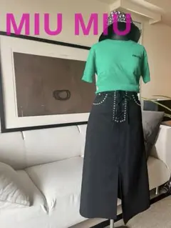 MIU MIU★ミュウミュウ★スタッズ デニムロングスカート新品