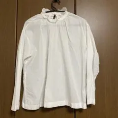 UNIQLO フリルネック長袖シャツ Lサイズ ホワイト