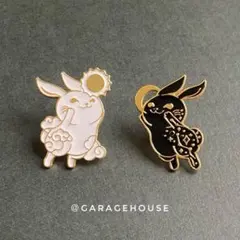 陰陽 ピンズ [ 日月 うさぎ ] ピンバッジ ブローチ ラペルピン ペアセット