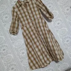 axes femme チェック柄八分袖シャツワンピース