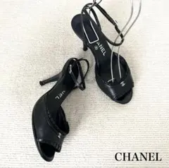 CHANEL シャネル サンダル ストラップ ココマーク 黒 22.5cm
