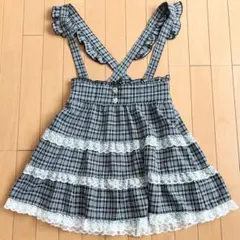 【美品】夢展望 DearMyLove レース チェック サススカート 黒のサムネイル