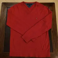 TOMMY HILFIGER Vネック セーター レッド M