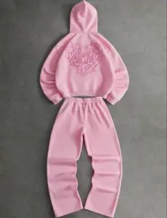 ピンク グラフィック スウェット セットアップ