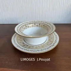 ジャン プーヤ リモージュ フランス ボウル＆ソーサー 花柄 金彩