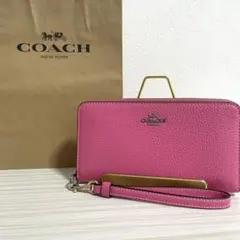 早い者勝ち！訳あり新品 COACH 長財布 ストラップ付き ピンク