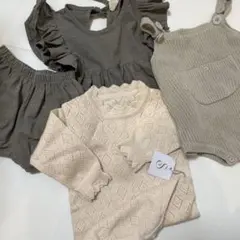 カバーオール　3点セット 80cm グレー　ベージュ