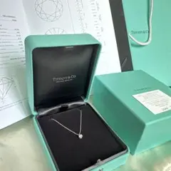 美品 ティファニー ソリティア ダイヤモンド ネックレス 0.28ct 鑑定書 