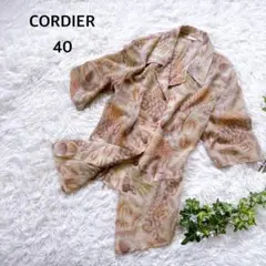 コルディア　総柄シャツ　バック編み上げデザイン　日本製　レトロ　ロングシャツ
