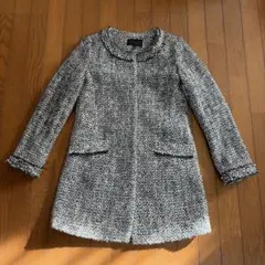 WOOL COLLECTION ノーカラーツイードウールコート