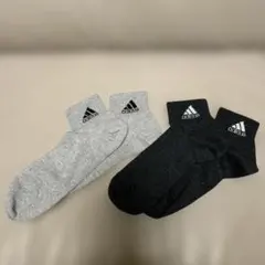 adidas アンクルソックス 2足セット グレー ブラック