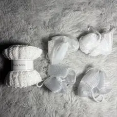 ボディタオル ホワイト＋洗顔ネット4つ