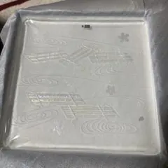 透明ガラス装飾プレート 銀色模様