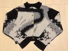 JEANASIS ジーナシス　マーブルショートカーディガン　カーディガン　黒