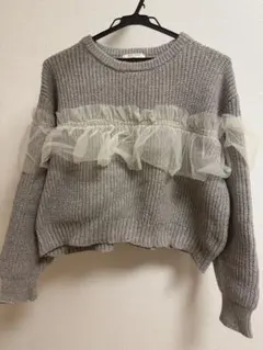 FREAK'S STORE片畔 チュール フリル ドッキング プルオーバーニット