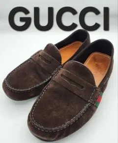 GUCCI ドライビングシューズ グッチ スエード　シェリーライン 407411のサムネイル