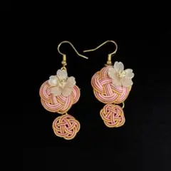 【水引ピアス】梅結び さくらピンク　卒業式 入学式