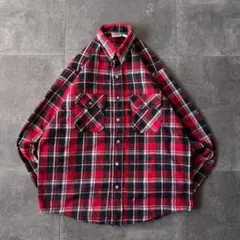 90s FIVE BROTHER ヘビーネルシャツ 赤 L A699 チェック柄