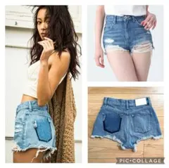 【1回着用のみ⟡美品】GYDA ラウンド ダメージ デニム ショートパンツ♡S